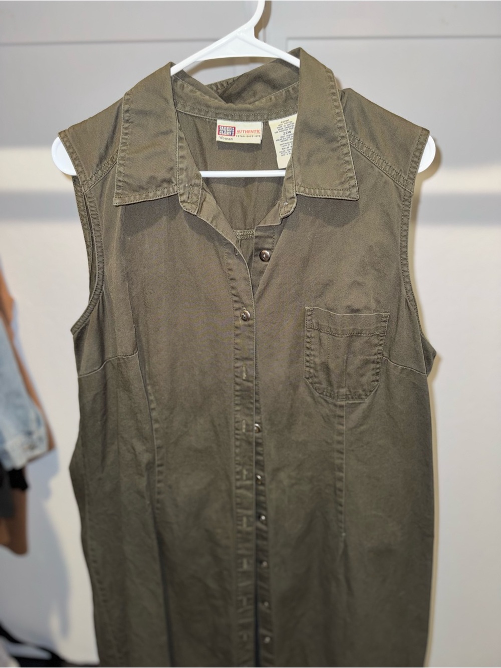 Faded Glory Olive Sleeveless Button-Front Maxi Dress